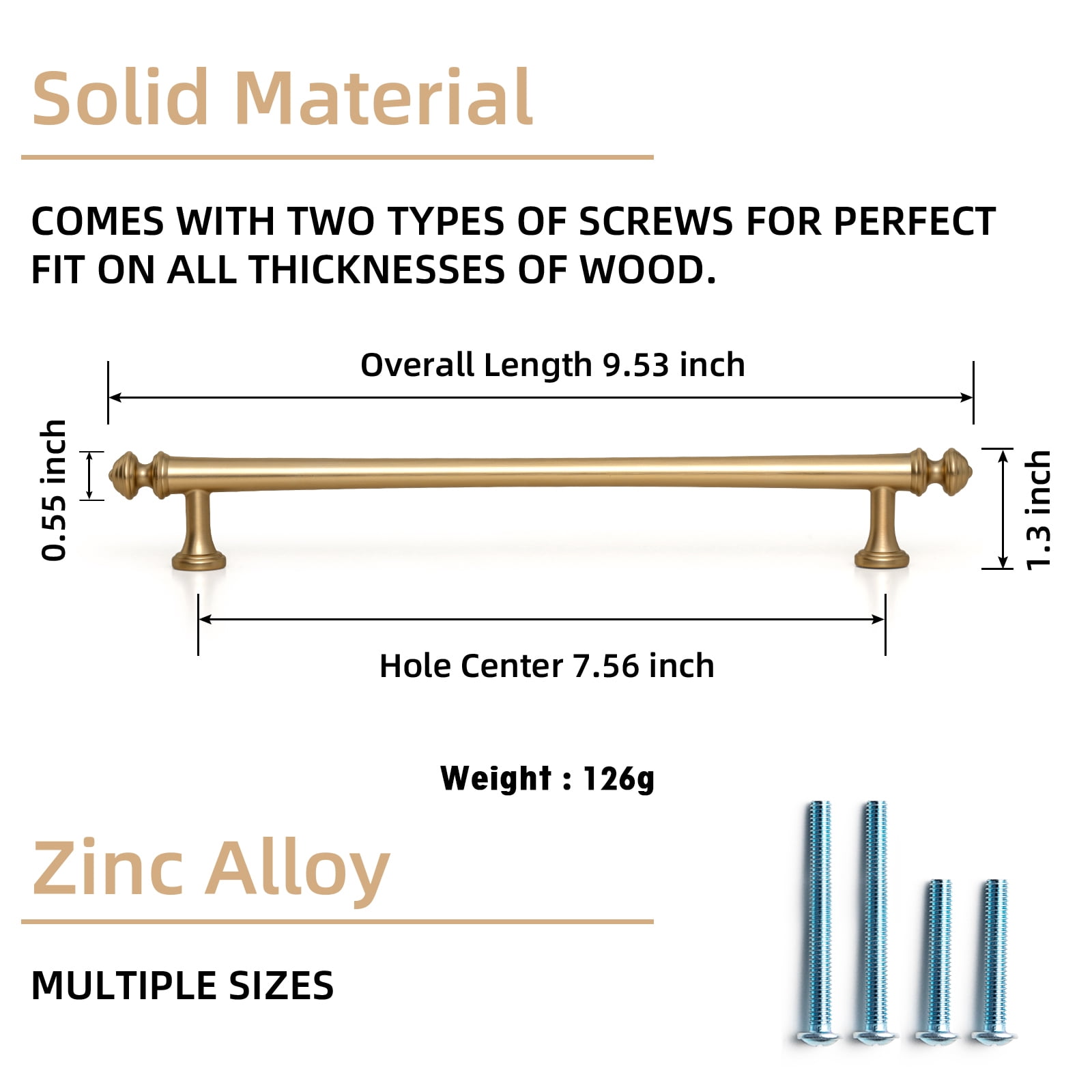 Goo-Ki 12 Pack 7.6"(192mm) Hole Center Champagne Bronze Kitchen Cabinet Handles, Closet Classic Zinc Alloy Cabinet Pulls Dresser Handles for Bedroom,Drawer,Cupboard & Wardrobe