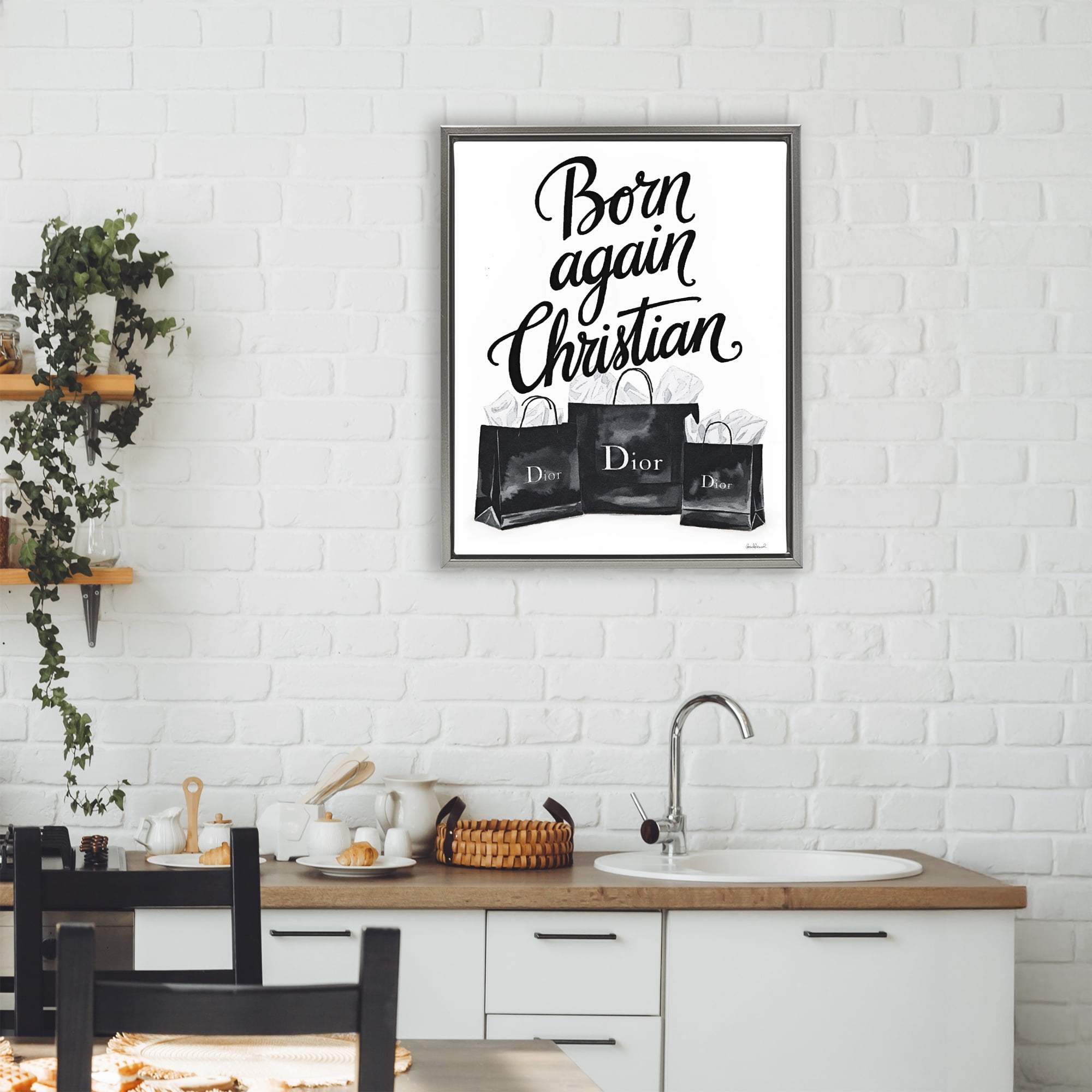 Shopping Born Again Christian Gray Framed Floater Canvas Wall Art, design by Amanda Greenwood