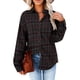 thumbnail image 1 of Mujer Casual Camisa a cuadros Manga larga Abrigo de solapa casual de un solo pecho para Todas las Temporadas, 1 of 7