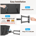 thumbnail image 5 of FitMetal Full Motion TV Wall Mount for 26-65 inch Tvs, Single Stud Corner Mount Bracket with Swivel & Tilt, Holds up to 80 lbs, Max Vesa 400x400mm, 5 of 7