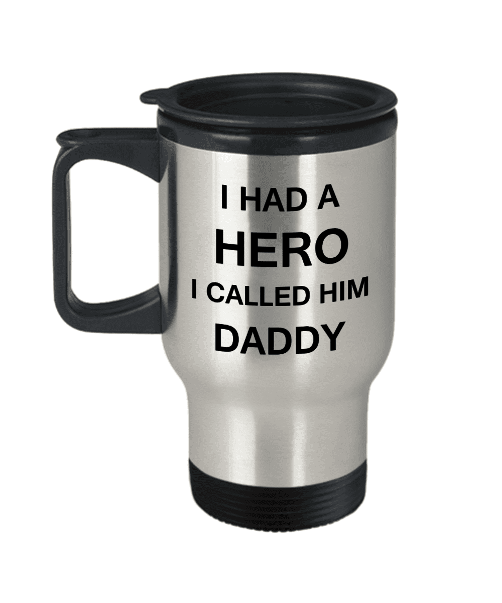 Black with White Gift Box I have a Hero I call him Daddy Ceramic Coffee Mug 