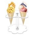 thumbnail image 1 of Soporte de Cono de Helado, Soporte de ExhibicióN de Cono de AcríLico 4 Agujeros, Estante de Soporte de Rollo de Mano de Sushi para Gofres para NiñOs, Buffets de Fiesta para Hornear, 1 of 6