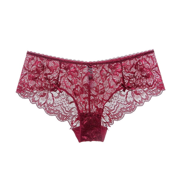 Homenesgenics Underwear for Women Plus Size under $10 Comfortable Women Pants Thin Breathable Sexy Lace Women Underwear Red L