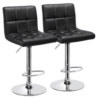 2pcs X-Large Bar Stools Adjustable Modern PU Leather Swivel Stool Chair with Backrest