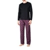 SLEEPHERO Men’s Pajama Set Pajamas For Men 2 Piece PJ Set with Cotton Knit Men Pajama Pants and Long Sleeve Henley T-Shirt Black with Polar Explorer Large