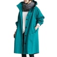thumbnail image 4 of Women Windbreaker Jacket Casual Loose Button Pockets Hooded Windproof Waterproof For Outdoor Hiking, 4 of 5