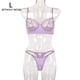 thumbnail image 1 of Conjunto de ropa interior sexy para mujer, pestañas de malla, sujetador de encaje, ropa interior, regalo, morado claro, L Yuarrent XX000055-19, 1 of 7