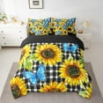 thumbnail image 2 of Manfei Rustic Sunflower 7pcs Bedding Comforter Set,Dreamy Blue Butterfly Queen Bedding Sets,White Black Geometric Plaid Queen Sheet Sets For Kids,Super Cozy Room Decor Reversible, 2 of 8