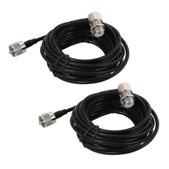 2 conectores Rg58 Pl259 Uhf a So239 de 16 pies compatibles con Cable de antena de coche Hy