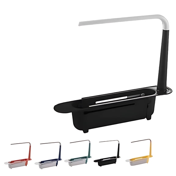 Telescopic Sink Storage Rack, Adjustable with Drainage Holes & Towel Bar, for Kitchen Sink