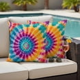 thumbnail image 4 of Colorful Tie-Dye Outdoor Waterproof Pillow Covers, Ethnic Modern Abstract Watercolor Decorative Square Throw Pillowcase Sofa Cushion Sham for Patio/Couch/Chair, 18"x18" 2 Pack, 4 of 8