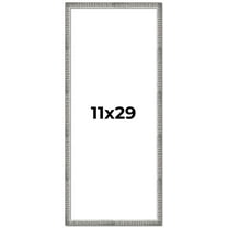 11x29 Frame Silver Grey Distressed Solid Wood Picture Frame | 0.75 Inch Moulding Width | Interior