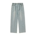 thumbnail image 3 of MHFRRA Baggy Jeans Men Men's Casual Denim Pants Old Washed Semi Elastic Jeans Loose Texture Embroidery Straight Pants Size XXXL, 3 of 4