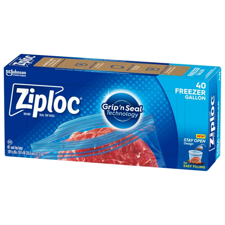 Ziploc Brand Freezer Bags with Grip 'n Seal Technology, Gallon, 20