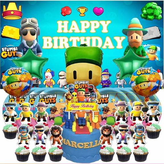 Stumble Guys Supplies Plates Decoration Backdrop Banner Birthday Decor Tableware Fans Balloons