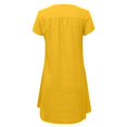 thumbnail image 4 of CHOK Robes pour Femmes en Coton et Lin à Manches Courtes Décontractées d'Été à Col en V Coupe Ample Droite Douce Midi Robe Douce, 4 of 4