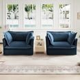 thumbnail image 2 of Newboti Furniture Set of 2 Slipcovered Armchairs,Deep Seat Accent Chair Set for Living Room, Reading Room, Bedroom and Working Spaces,Armchair Sets with Large Soft Pillows,Chenille Fabric, Blue 84398, 2 of 15