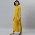 thumbnail image 4 of Janasya Indian Round Neck 3/4 Sleeve Solid Mustard Rayon Kurta with Dupatta For Women, 4 of 8