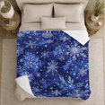 thumbnail image 5 of Intricate Snowflakes And Stars Across Deep Blue Swirls for Winter Art Enthusiasts, Magical Illustration Home Decor for Living Room and Bedroom, Christmas Gift with Cozy Flannel Blanket, 5 of 9