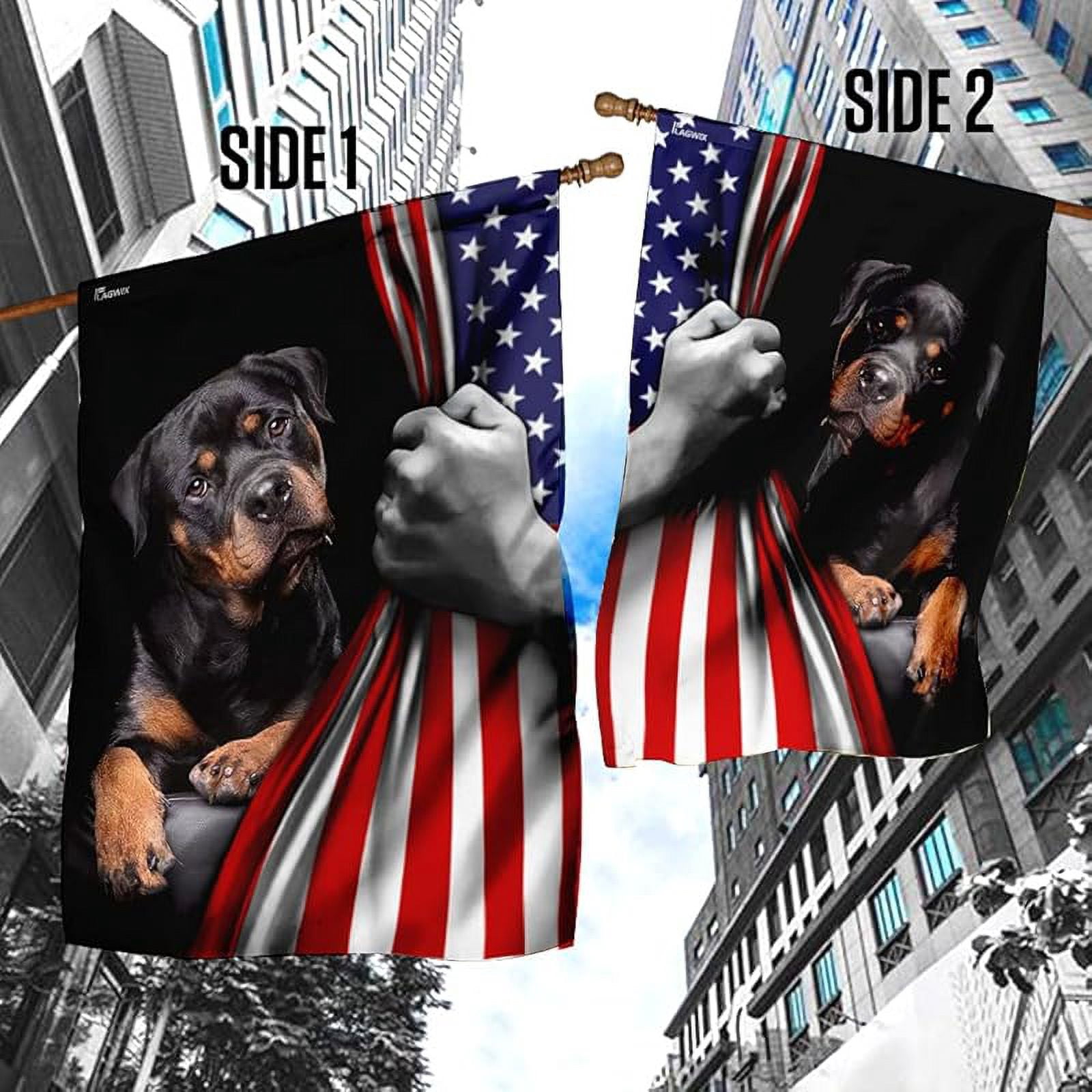 American Flag - Rottweiler Dog Lover American US Flag, 4th of July Decorations for Inside, Outside, Garden Flag USA Flags Premium Polyester, Decorative Indoor Outdoor Flag