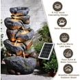 thumbnail image 6 of 5-Tier Rock Solar Water Fountain Outdoor Garden, 36.2''Tall Cascading Natural Solar Powered Fountain Outdoor with LED Lights, Water Feature for Garden, Patio, Deck, Backyard Decor, 6 of 9