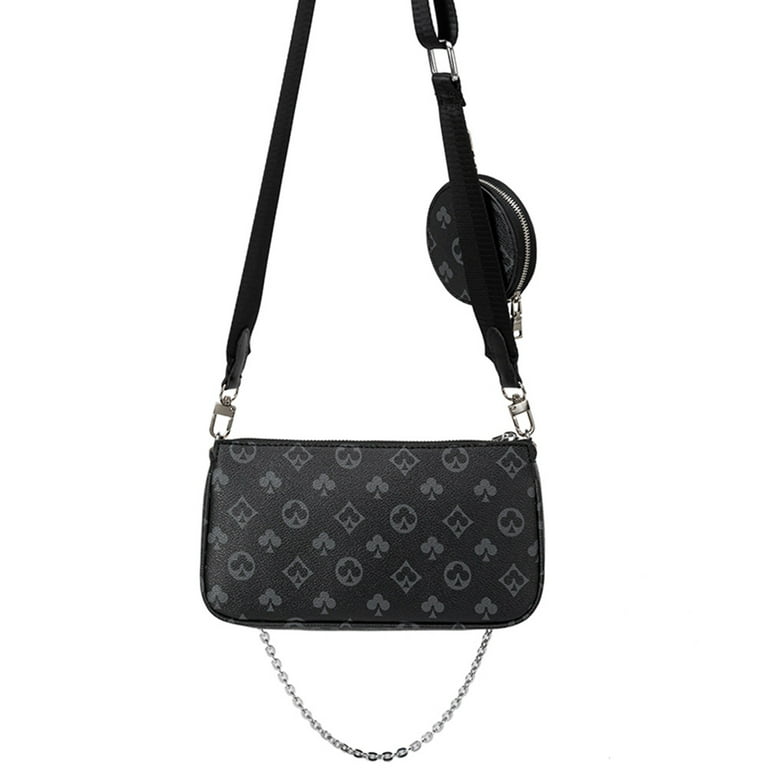 Sexy Dance Womens Checkered Tote Shoulder Bag,PU Vegan Leather Crossbody  Bags,Fashion Satchel Bags,Big Capacity Handbag With Coin Purse including 3  Size Bag 6 in 1 Set,Black Checkered 