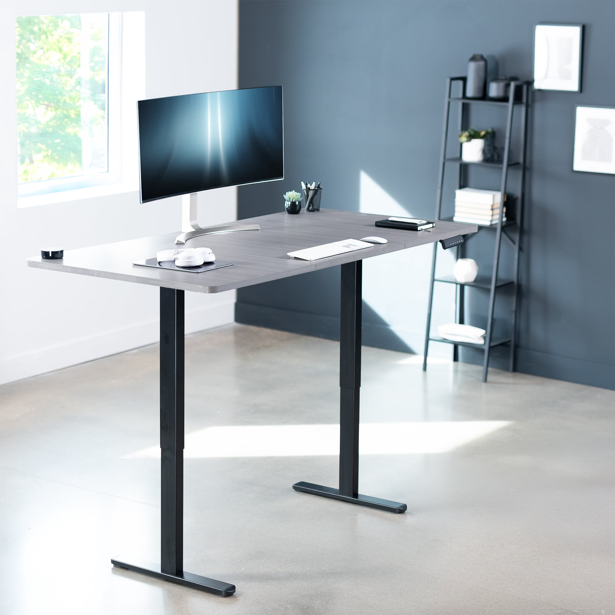 VIVO Electric Dual Motor 71” x 36” Standing Desk, Dark Gray Top, Black Frame