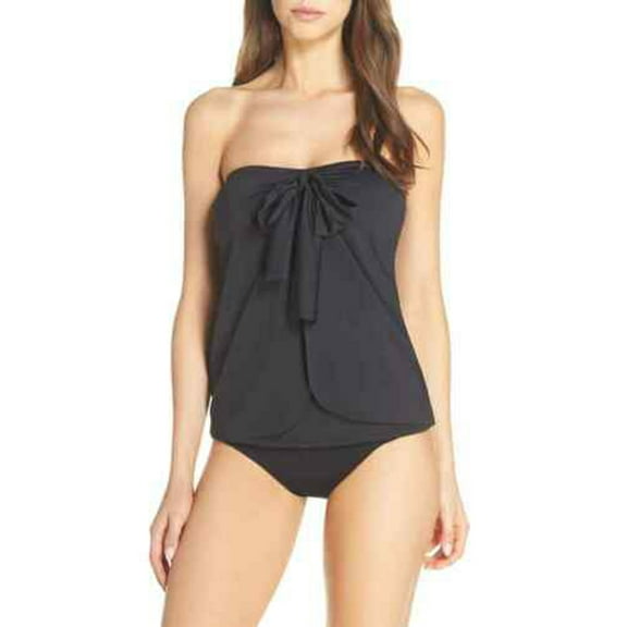 Tommy Bahama Pearl Sarong Bandini Swim Top, Black, Medium