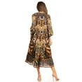 thumbnail image 2 of Sakkas Sole Women's Casual Boho Floral Print V neck Swing Long Sleeve Dress Midi - 582-Black - S/M, 2 of 5