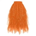 thumbnail image 6 of Rotm Short Skirts for Women Sexy Layered Mesh Skirt for Women Midi Length High Waisted A-line Skirts Fairy Costume Orange,S, 6 of 7