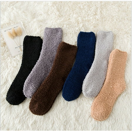 Warm Fuzzy Socks - 6 Pairs Plush Socks Thicken Coral Velvet Breathable Casual Socks Fuzzy Socks Winter Warm Socks for Men