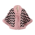 thumbnail image 2 of Fewfanhot Faux Fur Trim Cute Print Poncho Cape, Warm Fleece Lined Open Front Wrap Coat for Women Winter, 2 of 6