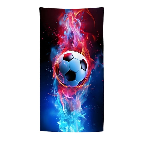 huayou 27.56 x 55.12 inch Soccer Ball Print Beach Towel, Dry Absorbent Towel for Swimming Beach Travel and Sports Activities