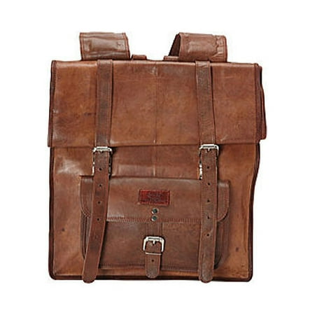 Men's SHARO Genuine Leather Bags Large Genuine Leather Roll-up Backpack Brown OSFA