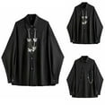 thumbnail image 4 of CENL Men Gothic Loose Black Simple Leisure Button Asymmetrical Top Punk Long Sleeve, 4 of 5