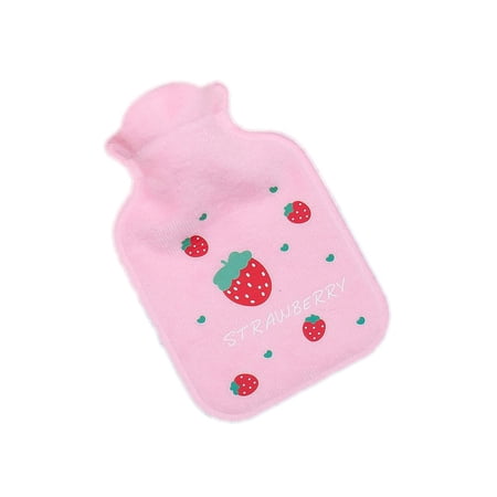 Winter Mini Cartoon Cute Plush Hot Water Bottles Warming Products Water Injection PINK STRAWBERRY