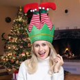 thumbnail image 5 of Gorro de Navidad, Gorro de Elfo de Navidad con Campanas, Gorro de Papá Noel, Gorro de Vacaciones de Navidad, Suministros para Fiestas navideñas, Pantalones de Elfo, Sombreros para Divertidas, 5 of 5