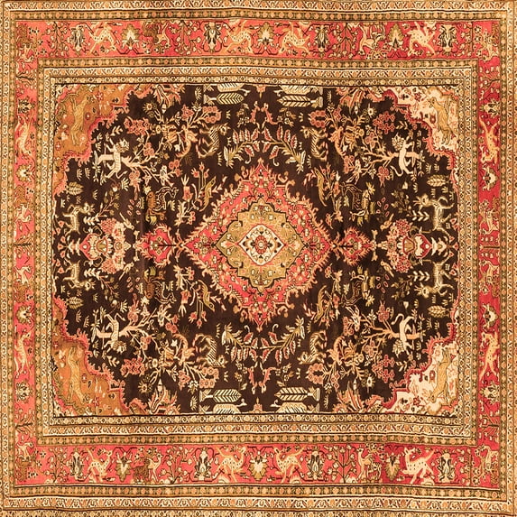 Ahgly Company Indoor Square Persian Orange Traditional Area Rugs, 6' Square