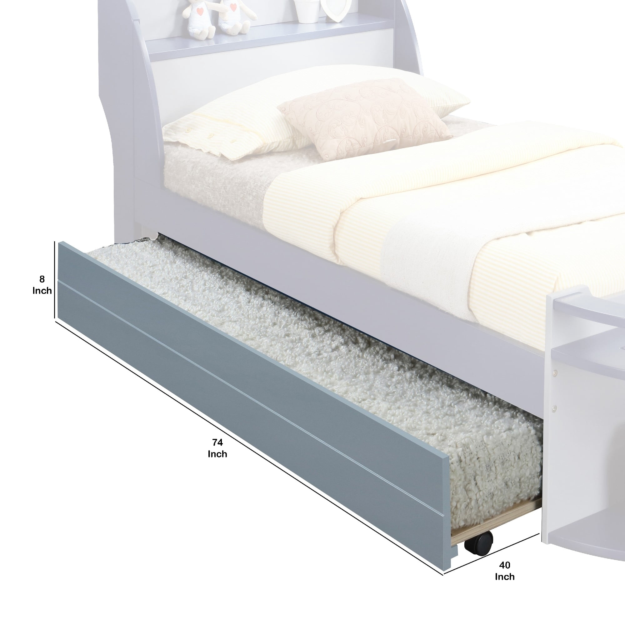Transitional Style Wooden Trundle Bed with Caster Wheels Gray - Saltoro Sherpi