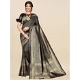 thumbnail image 5 of Black & Gold-Toned Woven Design Zari Banarasi Saree - 19047576, 5 of 6