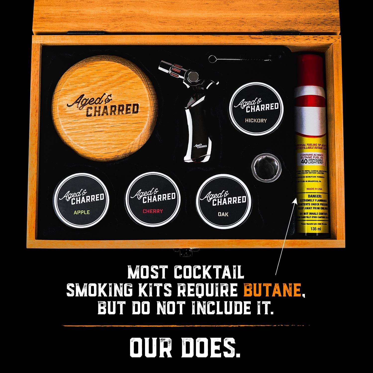 Smoke Lid Premium Kit - Cocktail Smoker Top In Wooden Box - Aged