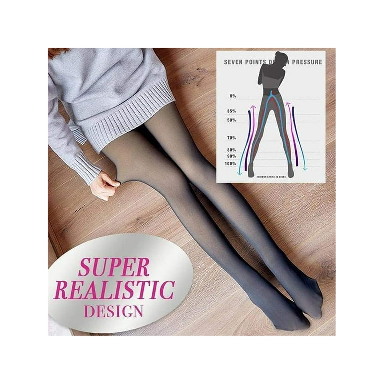 FOCUSNORM Fleece Lined Tights Women Leggings Thermal Pantyhose Fake  Translucent Tights Opaque High Waisted Winter Warm Tight 