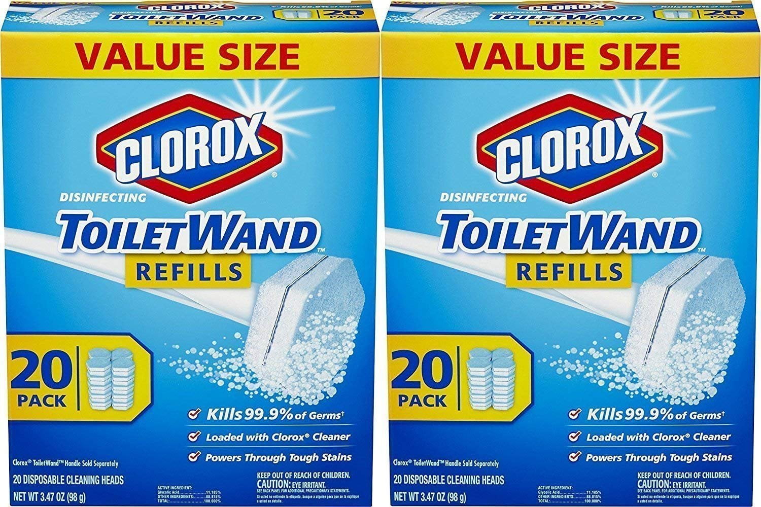 Clorox Toiletwand Cleaner Disinfecting Refills, 2 Packs of 20 Count, 40