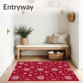 thumbnail image 3 of ODIKA 5'x7' Machine Washable Non-Slip Area Rug, Festive Holiday Snowflake With Joyful Winter Motifs High Traffic Rug, Red, 630184, 3 of 7
