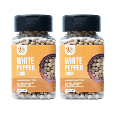 Natharvest Sarawak White Peppercorn  Whole 2.5 oz (70 gm)  gourmet pepper  a pack of 2