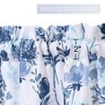 thumbnail image 2 of Cafe Curtains, Leaf Flower Printed Rod Pocket Short Window Curtains, Floral Print Kitchen Window Curtain Sets for Bathroom, 27" x 24",Navy Blue/Light Blue, Set of 2, 2 of 5
