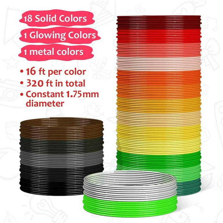 SCRIB3D 3D Printing Pen PLA Plastic Filament Refill Pack (10 assorted  colors, 10 feet each) 
