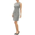 thumbnail image 4 of Sleeveless Plaid Dresses for Women's Round Neck Work Office Casual Midi Dress XS Black, 4 of 6