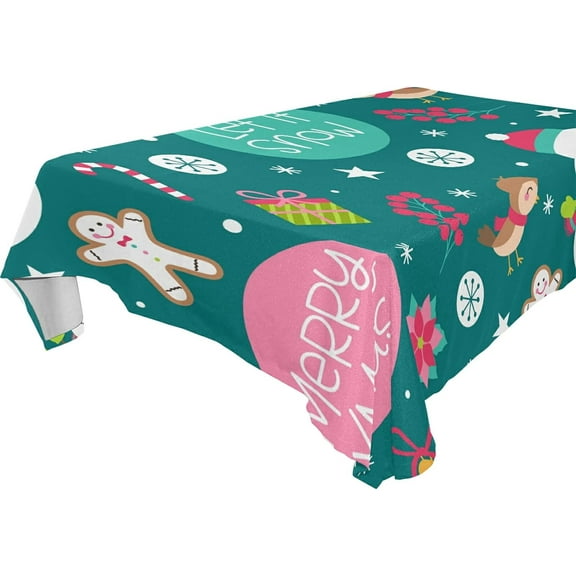 SKYSONIC Christmas Snowman Tablecloth Waterproof Washable Polyester Square Table Cover Durable Tablecloth for Kitchen Dining Table Party Decor (54 X 54 Inch)