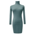 thumbnail image 4 of Pxiakgy Ladies Autumn Winter Turtleneck Knitted Sweater Dress Long Sleeve Stretch Dress Blue + L, 4 of 4